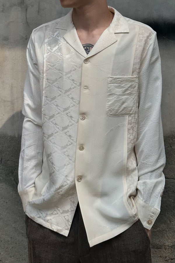 AVIVA JIFEI XUE Vintage Kimono Patch Long Sleeve Shirt FW23-KPLS-WHT (4) PAJX2